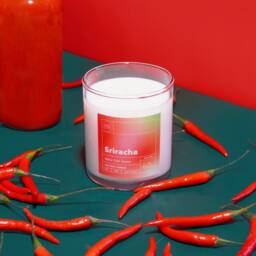 Sriracha Soy Wax Candle - Hot Sauce Chili Pepper Flake Scented Asian Inspired Pho Lover Gift - thumbnail 2
