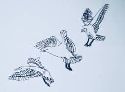 Aluminum Wire Seagull Wall Art, Descending Birds - thumbnail 1