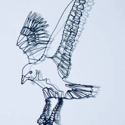 Aluminum Wire Seagull Wall Art, Descending Birds - thumbnail 2