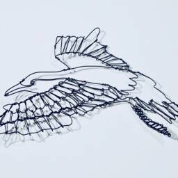 Aluminum Wire Seagull Wall Art, Descending Birds - thumbnail 3