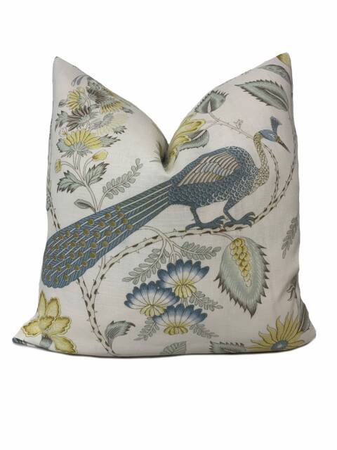 Schumacher Campagne Signature Collection Cadet & Citrus Cushion Cover Pillow Double Sided - image 1