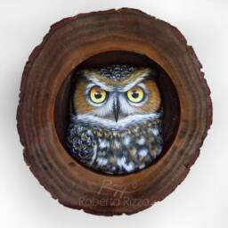 Long-Eared Owl's Den - A Fantastic Lucky Charm To Decorate Your Home & A Unique Gift Idea For Owl Lovers Painted Owls By Roberto Rizzo