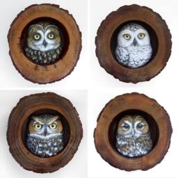 Long-Eared Owl's Den - A Fantastic Lucky Charm To Decorate Your Home & A Unique Gift Idea For Owl Lovers Painted Owls By Roberto Rizzo - thumbnail 4
