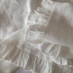 Custom Made Pair Linen Pillowcase, Shabby Ruffled Pillowcase, Off White Cream - thumbnail 3