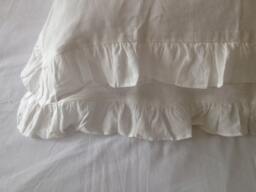 Custom Made Pair Linen Pillowcase, Shabby Ruffled Pillowcase, Off White Cream