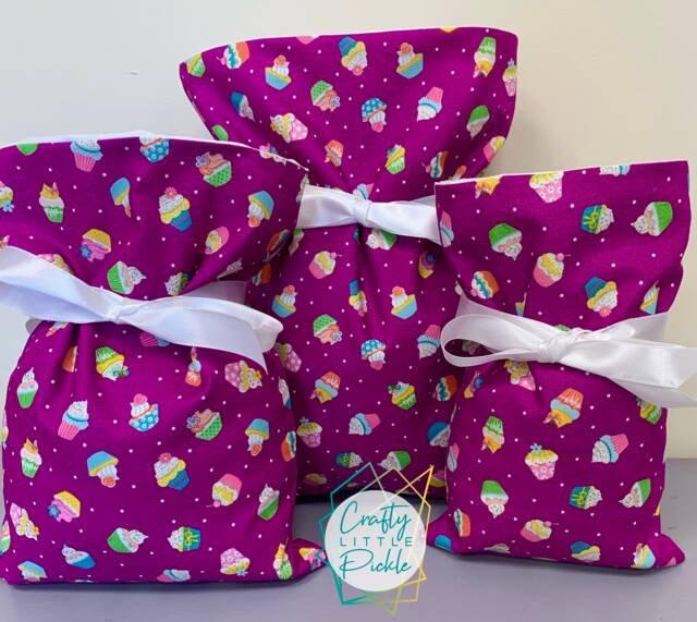 Cupcake Gift Bags - Birthday Party Wedding Decor Fabric Wrap Eco Reusable Teachers - image 1