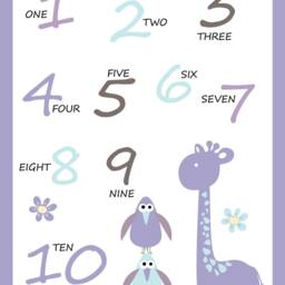 Kids Wall Art Nursery Decor, Baby Girl Room Art, Set Of Two 11x14 Poster Print, Purple, Blue, Gray, Owl, Giraffe, Abc - thumbnail 2