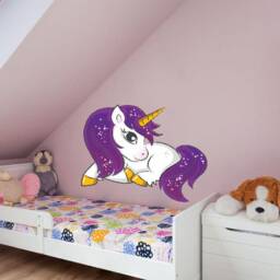 Full Colour Unicorn Wall, 3D Sticker, Modern Transfer, Fantasy, Art, PVC Decal - thumbnail 4