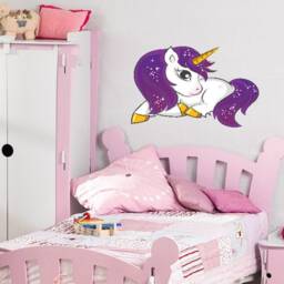 Full Colour Unicorn Wall, 3D Sticker, Modern Transfer, Fantasy, Art, PVC Decal - thumbnail 3