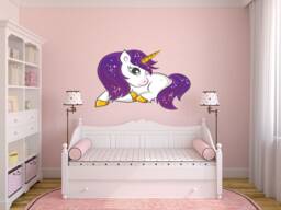 Full Colour Unicorn Wall, 3D Sticker, Modern Transfer, Fantasy, Art, PVC Decal