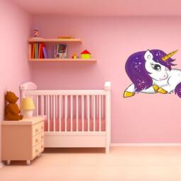Full Colour Unicorn Wall, 3D Sticker, Modern Transfer, Fantasy, Art, PVC Decal - thumbnail 2