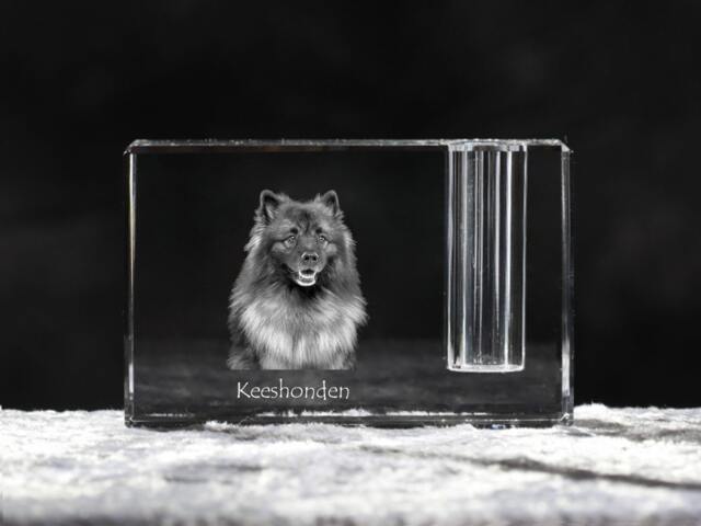 Keeshond , Crystal Pen Holder With Dog, Souvenir, Decoration, Limited Edition, Collection - image 1