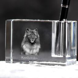 Keeshond , Crystal Pen Holder With Dog, Souvenir, Decoration, Limited Edition, Collection - thumbnail 2