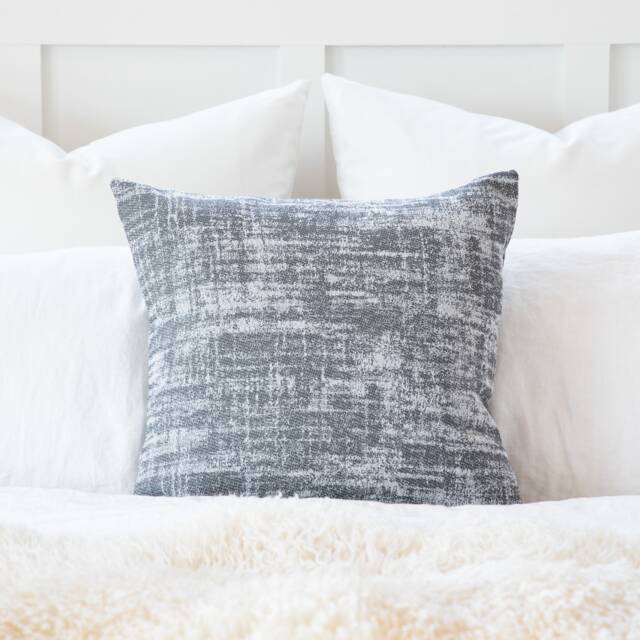 Belgian Heavyweight Home Decor Fabric Gray White Decorative, Throw, Cushion, European Sham Pillow Cover - image 1