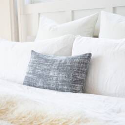 Belgian Heavyweight Home Decor Fabric Gray White Decorative, Throw, Cushion, European Sham Pillow Cover - thumbnail 3
