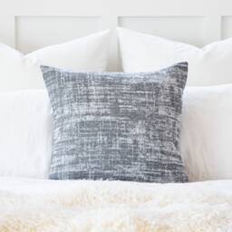 Belgian Heavyweight Home Decor Fabric Gray White Decorative, Throw, Cushion, European Sham Pillow Cover - thumbnail 1