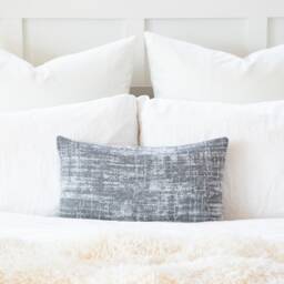 Belgian Heavyweight Home Decor Fabric Gray White Decorative, Throw, Cushion, European Sham Pillow Cover - thumbnail 2