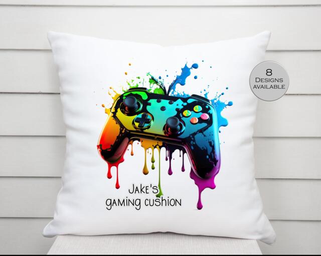 Personalised Gaming Controller Cushion - Custom Throw Pillow, Gift For Gamers, Unique Bedroom D??cor, Colourful Boys Room Accessory - image 1