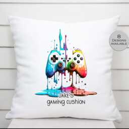 Personalised Gaming Controller Cushion - Custom Throw Pillow, Gift For Gamers, Unique Bedroom D??cor, Colourful Boys Room Accessory - thumbnail 3