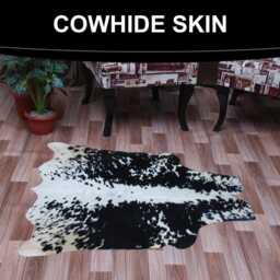 Versatile Medium Cowhide Accent - Black & White Premium Hair-On Leather Rug - thumbnail 4