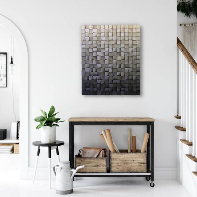 Reclaimed Pine Wood Wall Art - 3D Sound Diffuser Mosaic - image 1