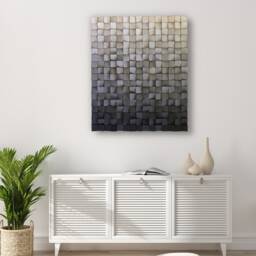 Reclaimed Pine Wood Wall Art - 3D Sound Diffuser Mosaic - thumbnail 4