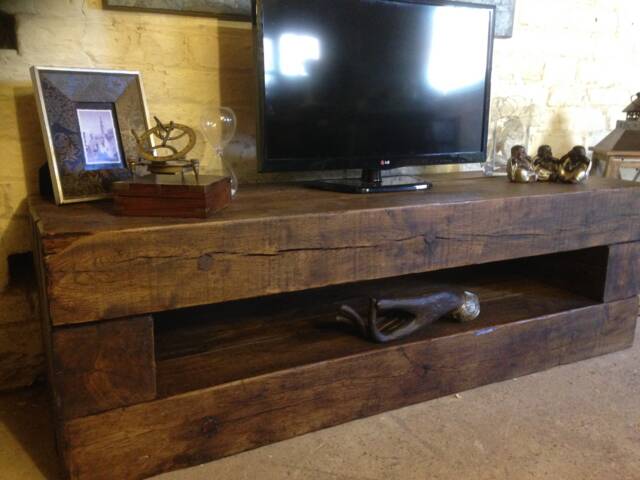 Handmade Tv Unit Made From Old French Oak - image 1