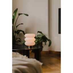 Table Lamp With Milk Glass & Silver Base, White Desk Base, Night Lamp, Bedside - thumbnail 2