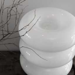 Table Lamp With Milk Glass & Silver Base, White Desk Base, Night Lamp, Bedside - thumbnail 3