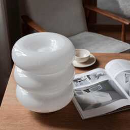 Table Lamp With Milk Glass & Silver Base, White Desk Base, Night Lamp, Bedside
