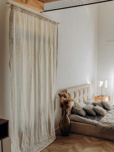 Ivory Linen Curtain, Natural Material Curtains For Living Room Or Kitchen, Farmhouse Boho Aesthetic Housewarming Gift Idea - image 1