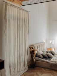 Ivory Linen Curtain, Natural Material Curtains For Living Room Or Kitchen, Farmhouse Boho Aesthetic Housewarming Gift Idea