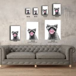 Raccoon & Koala Chewing Bubble Gum. Kids Room Decor. With Pink Gum Canvas. Animal Wall Art. Canvas Painting. Print Set Of 2 - thumbnail 3