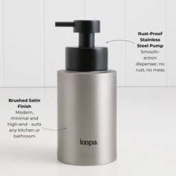 Modern Brushed Stainless Steel Soap Pump Bottle - Refillable Metal Handwash Dispenser Sustainable Kitchen & Bathroom Decor 250Ml - thumbnail 2
