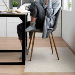 Geometric Maze Computer Chair Mat, Beige Office Pattern Vinyl Floor Protector, Protector