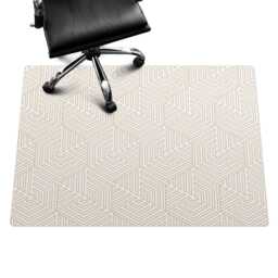 Geometric Maze Computer Chair Mat, Beige Office Pattern Vinyl Floor Protector, Protector - thumbnail 3