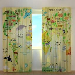Window Curtains Kids , Living Room , Blackout , Kids Maps , Nursery - thumbnail 3