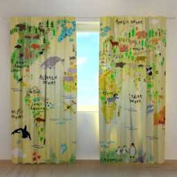 Window Curtains Kids , Living Room , Blackout , Kids Maps , Nursery - thumbnail 2