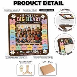 Personalized Teacher Puzzle Photo Frame - Custom Class Names, Wood/Acrylic Keepsake - thumbnail 2