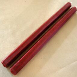 Pair Beeswax Hexagonal Cranberry Red Christmas Taper Candles Hand Crafted By The Beekeeper - thumbnail 2