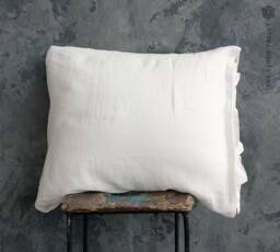 Optical White Linen Pillow Sham - Softened True With Ties - Bright Queen, King Sizes