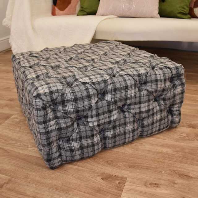 Handmade Yorkshire Tweed Ottoman - Tufted 100% Wool Footstool, Custom Size & Made To Order - image 1