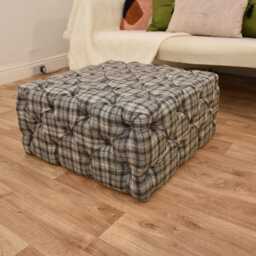 Handmade Yorkshire Tweed Ottoman - Tufted 100% Wool Footstool, Custom Size & Made To Order - thumbnail 2