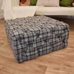 Handmade Yorkshire Tweed Ottoman - Tufted 100% Wool Footstool, Custom Size & Made To Order - thumbnail 1