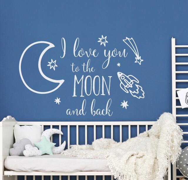 Moon & Back Nursery Wall Decal Baby Room Decor, Above Crib Sayings Lw4 - image 1