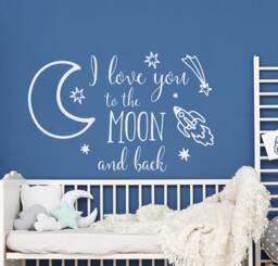 Moon & Back Nursery Wall Decal Baby Room Decor, Above Crib Sayings Lw4 - thumbnail 1