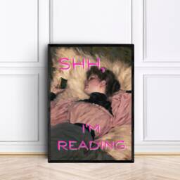 Shh I'm Reading, Funny Maximalist Print, Renaissance Painting, Living Room Decor, Framed Or Unframed - thumbnail 1