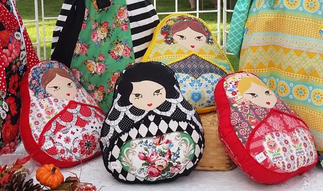 Matryoshka Applique Pillow - Unique Slavic Folk Russian Nesting Doll Home Decor - image 1