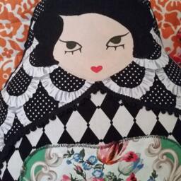 Matryoshka Applique Pillow - Unique Slavic Folk Russian Nesting Doll Home Decor - thumbnail 2