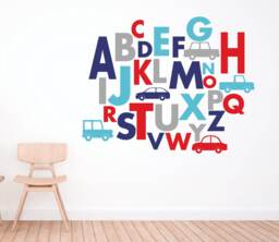Alphabet Wall Decals, Car Decor, Wall Letters, Boys Room Playroom Decals Abc Letters Vinyl Letter Stickers Letter Decal 354 - thumbnail 1